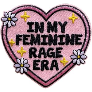 Patch brodé thermocollant « In My Feminine Rage Era Heart » de 3 pouces pour chapeaux, vêtements et sacs à dos - Product Image 1