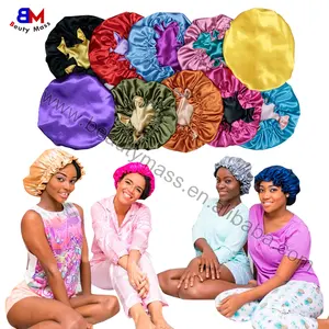 Reversible satin Bonnets 2 Colored Satin Bonnet With Elastic Band Double Layer Silky Satin Bonnet for Natural and Curly Hair