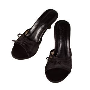 Sandales à talons hauts à bout ouvert avec nœud en tissu résille, à enfiler, noires, style élégant et sexy, en maille respirante - Product Image 5