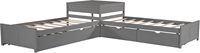 Dernier modèle de boîte en bois blanche moderne de lit d'angle cadre de lit gigogne en mélamine taille double salon en bois de luxe