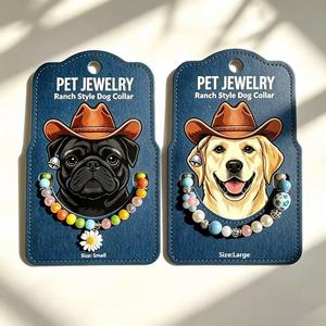 Ranch Style Colorful <b>Beaded</b> Pet <b>Collar</b> Daisy Pendant <b>Dog</b> Necklace With Extension Chain Western Cowboy Pet Jewelry - Product Image 4