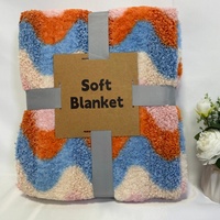 Plaid en polaire Teddy à motif ondulé coloré, doux pour la peau, très populaire, en velours ultra doux pour canapé, lit et usage domestique