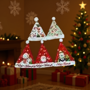 Homeera Santa Hat 35cm H 25cm L Polyester Plastic Triangular Traditional Non Toxic Christmas Decoration Supplies - Product Image 2