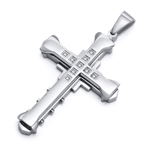 Fine Stainless Steel <b>Men</b> Pendant Jewelry <b>Necklace</b> Cz Zircon Cross Charm <b>Necklace</b> - Product Image 2