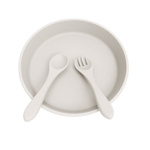 Ensemble de vaisselle en silicone pour enfants, assiette, cuillère, fourchette, pour nourrissons et tout-petits de 1 à 2 ans, bleu Cambridge - Product Image 2
