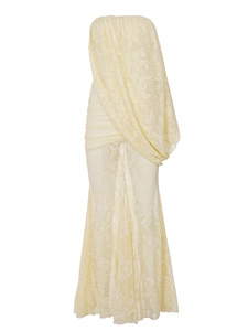 Vestido de Gala para Mujer Whimsigoth con Panel de Encaje, Fruncido, Dobladillo Asimétrico, Estilo Bandeau y Cola Larga - Product Image 5