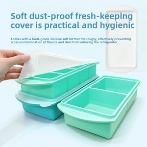 Bac à glaçons en silicone de qualité alimentaire avec couvercle, moule de congélation multi-cavités, moule à glace hermétique pour soupes, rangement de cuisine - Product Image 4