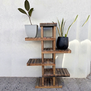 Étagère porte-pots en bois rustique, support à plantes multi-niveaux, présentoir, mobilier de jardin fait main pour la décoration intérieure et extérieure - Product Image 1
