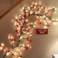 Guirlande lumineuse LED flexible en forme de rose, télécommandée et à intensité variable, pour la décoration murale intérieure et l'éclairage de Noël