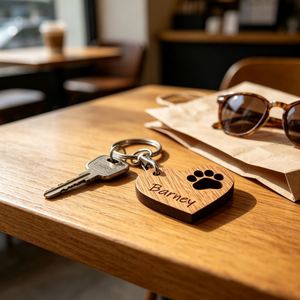 Personalized Wooden Heart Pet Keychain, Custom Laser Engraved Pet Name Paw Print Key Ring, <b>Memorial</b> <b>Gift</b> for <b>Dog</b> Cat Pet Lovers - Product Image 3
