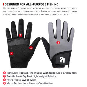 Gants de pêche NOEBY Fishing Power Game Shore Casting Nanoclaw, utilitaires, respirants, avec grip en tissu, pour toutes les utilisations. - Product Image 2