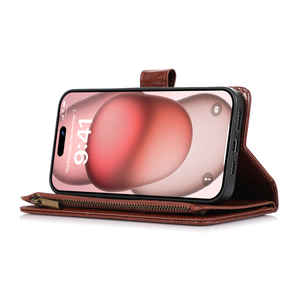 Cho <span class=keywords><strong>iPhone</strong></span> 17 16 15 14 13 12 11 Pro Max Cộng Với Không Khí Ví PU Da Lật Bìa Dây Đeo Cổ Tay Dây Kéo 9 Khe Cắm Thẻ Sang Trọng Trường Hợp Điện Thoại - Product Image 4