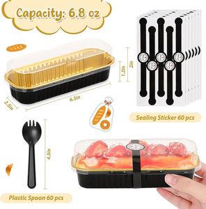 Pack 750ml Disposable Aluminum <b>Foil</b> Baking Pan Take Out Food <b>Container</b> With Flat Plate Lid - Product Image 2