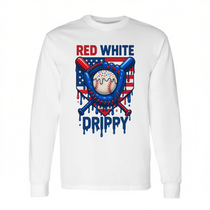 T-shirt à manches longues de baseball rouge et blanc avec motif patriotique du 4 juillet - Product Image 2