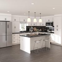 Meuble de cuisine en bois massif de style minimaliste moderne, personnalisable et facile à installer pour maison résidentielle