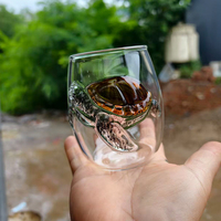 Gobelet isotherme en verre soufflé à la main à double paroi, motif crabe marin intégré, OEM d'usine, logo personnalisé