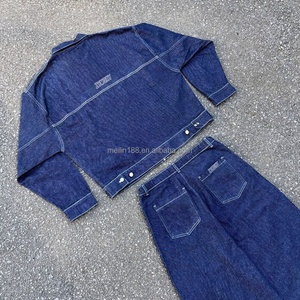 Ensemble de jeans personnalisé, design de vêtements, survêtement streetwear, ensemble deux pièces en denim épais, ensemble veste et jean en denim, fabricant - Product Image 3
