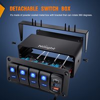 Voltmeter pengisi daya USB PD, kotak sakelar Rocker 4 Gang aluminium dengan PD Tipe C dan QC 3.0, Voltmeter untuk perahu mobil truk RV