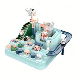 Jouets éducatifs Montessori pour enfants, circuit de course de voitures à construire avec des tuiles magnétiques - Product Image 4
