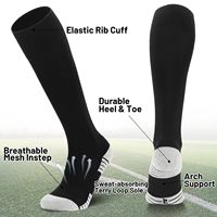 Chaussettes de football personnalisées avec logo OEM, haute qualité, rembourrées, anti-ampoules, hauteur genou, pour arbitres et équipes sportives