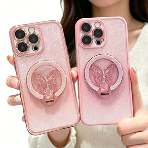 Custodia per telefono antiurto di lusso in TPU con glitter galvanizzato <span class=keywords><strong>e</strong></span> supporto magnetico a farfalla per <span class=keywords><strong>iPhone</strong></span> 15/14/13/12/<span class=keywords><strong>11</strong></span>/16 <span class=keywords><strong>Pro</strong></span> <span class=keywords><strong>Max</strong></span> da ragazza - Product Image 4