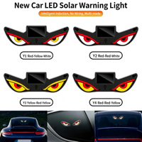 Lampe de Décoration de Fenêtre de Voiture à LED Dynamique 3D Effet Œil de Démon, Rechargeable USB Type-C, Alimentée par Énergie Solaire, Vente Directe Usine, pour Voiture Universelle