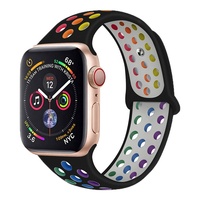 Dây Đeo Thể Thao Cầu Vồng Hai Màu Thích Hợp Cho Apple Watch Silicone Thiết Kế Mới Nhất Dây Đeo Ban Đồng Hồ Cho Iwatch1/2/3/4/5/6 SE