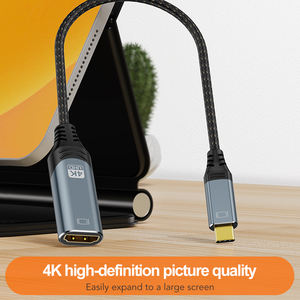 USB C mâle pour HDMI femelle <span class=keywords><strong>4K</strong></span> câble adaptateur PVC coque en alliage d'aluminium pour <span class=keywords><strong>4K</strong></span> affichage TV écran miroir fonction pour Microphone - Product Image 6