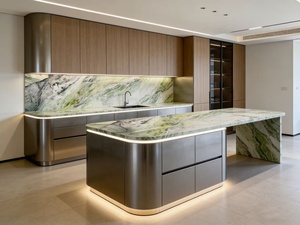 Mármol Verde Natural Cuatro Estaciones, Piedra de Paisaje Verde Multitono de Lujo para Paredes Decorativas y Encimeras - Product Image 4