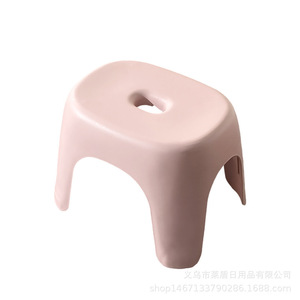 Taburete de plástico grueso de 33x25x25 cm para sala de estar, baño, uso infantil, colores rosa, verde y blanco - Product Image 4