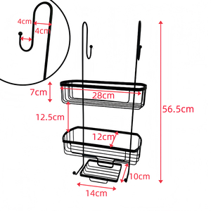 Estante de almacenamiento <span class=keywords><strong>colgante</strong></span> de dos niveles para <span class=keywords><strong>baño</strong></span> doméstico DaS, estante de ducha de hierro forjado con ganchos - Product Image 3