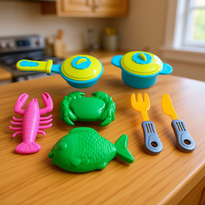 Juego de Juguetes de Cocina de Mariscos para Niños con Ollas, Peces, Cangrejos y Langostas, Juguete de Simulación - Product Image 3