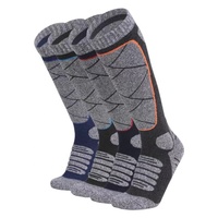 Vente en gros de chaussettes de ski unisexes tricotées d'hiver de haute qualité pour l'extérieur avec logo sur la manchette
