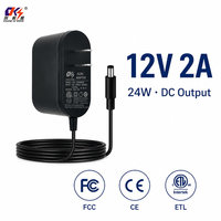 Adaptateur secteur mural certifié ETL CE FCC UE US 12V2A 24W, alimentation 12 volts 2000 mA AC DC pour bande lumineuse LED, routeur