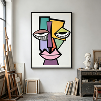 Peinture abstraite sur toile verticale, art mural, nature morte, dessin animé, impression numérique, géométrique coloré, imperméable, respectueux de l'environnement
