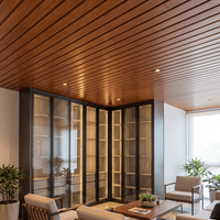 Panneau de plafond en aluminium à grain de bois MEIYU, dalle métallique linéaire, système de plafond suspendu commercial intérieur
