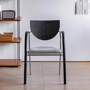 <span class=keywords><strong>Chaise</strong></span> de salle à manger moderne en bois massif et métal avec dossier ergonomique, siège confortable pour la cuisine, le salon ou le bureau - Product Image 3