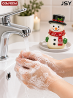 Jabón de Manos con Forma de Muñeco de Nieve Navideño, Barra Limpiadora Festiva con Espuma Abundante, Jabón Suave para Lavado de Manos, Regalo Navideño, Jabón Personalizado OEM ODM al por Mayor