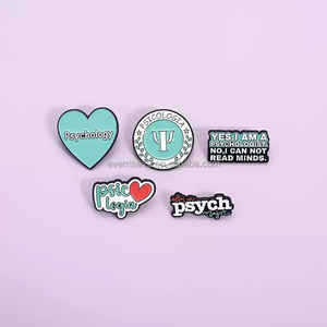 Coeur bleu psychologue symbole broche broche élégant noir Nickel métal broche impression UV pour anniversaire tenues accessoires - Product Image 1