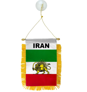 Drapeau de voiture à suspendre, mini-drapeau de football mondial, bannière pour vitre de voiture avec ventouse, drapeau double face à franges dorées, vente chaude - Product Image 3