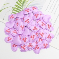 Décorations en tissu satiné en forme de cœur 3D rembourré en PU pour mariage, fête, Saint-Valentin, lot de 100 pièces
