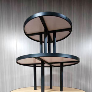 Exhibidor Redondo Rodante Personalizado <span class=keywords><strong>de</strong></span> 4 Niveles con Marco Metálico y Estantes <span class=keywords><strong>de</strong></span> Madera, Mueble Móvil para <span class=keywords><strong>Ropa</strong></span>, Zapatos y Bolsos - Product Image 6