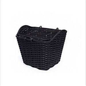 Bicycle Basket <b>Plastic</b> Handlebar Mount With Lid Black Waterproof Cycling Supply - Product Image 1