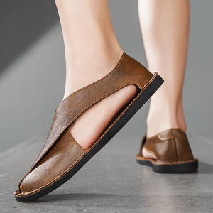 Sandales d'été sportives <span class=keywords><strong>grande</strong></span> <span class=keywords><strong>taille</strong></span> pour hommes, style transfrontalier très populaire, chaussures de conduite à enfiler en <span class=keywords><strong>cuir</strong></span> de vache véritable respirant - Product Image 4