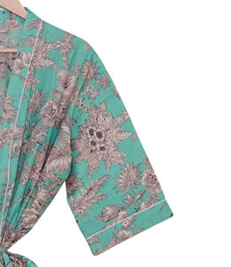 Robe Kimono Faite Main 100% Coton pour Femme, Ample, Imprimé Indien, Peignoir de Bain, Saison Printemps-Été, Prix de Gros - Product Image 3