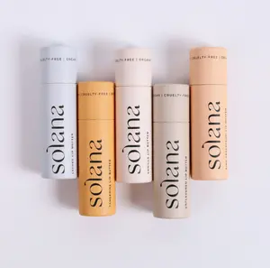 Brand Design Biodegradable Packaging Cardboard Push Up Lipbalm Lip Stick Deodorant Kraft Paper Tube