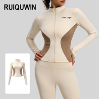 Veste de yoga personnalisée RUIQUWIN à col montant et fermeture éclair, respirante, ajustée, pour la course en extérieur, pour femmes