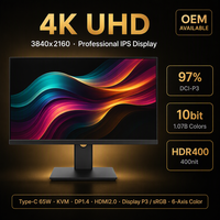 Moniteur professionnel IPS 4K UHD de 27 pouces, 3840x2160, 97% DCI-P3, 10 bits HDR400, 400 nit, Type-C 65W, KVM pour la conception graphique, la photographie, OEM