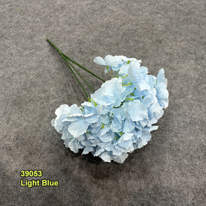 Flores Artificiales de Hortensia de Bajo Costo, 5 Cabezas, Color Blanco, Rosa Claro, Azul y Verde, Sin Hojas, para Decoración de Bodas y Eventos - Product Image 5