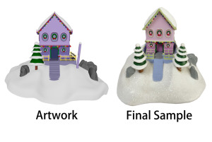 Figurine de village de Noël personnalisée peinte à la main, maisonnette <span class=keywords><strong>du</strong></span> Père Noël avec lumières LED pour la décoration de Noël à la maison - Product Image 6